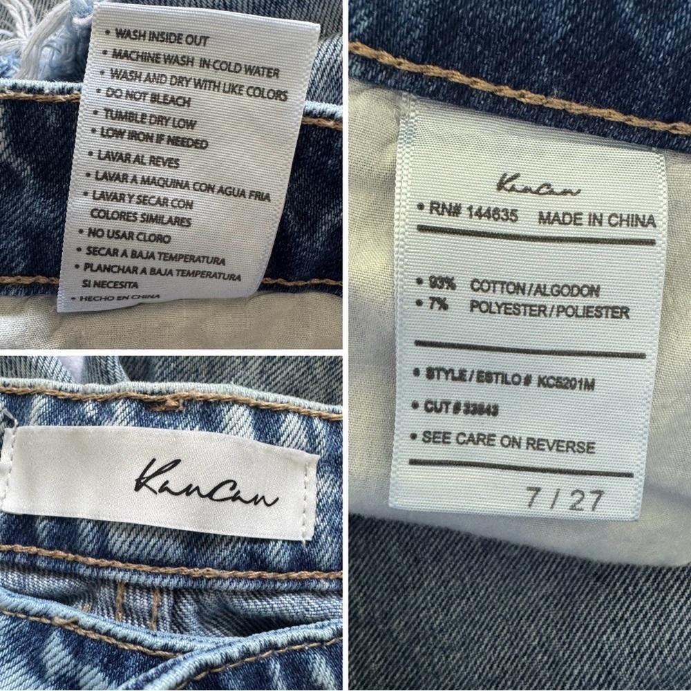 Kancan Collie High Rise Distressed Frayed Ankle Hem Mom Jeans Size 7 / 27 - Picture 6 of 10